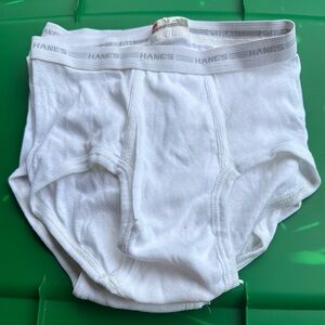 NOS Vintage Hanes Cotton Oldstock Tighty White Briefs sz 12 Gray Stripe Band